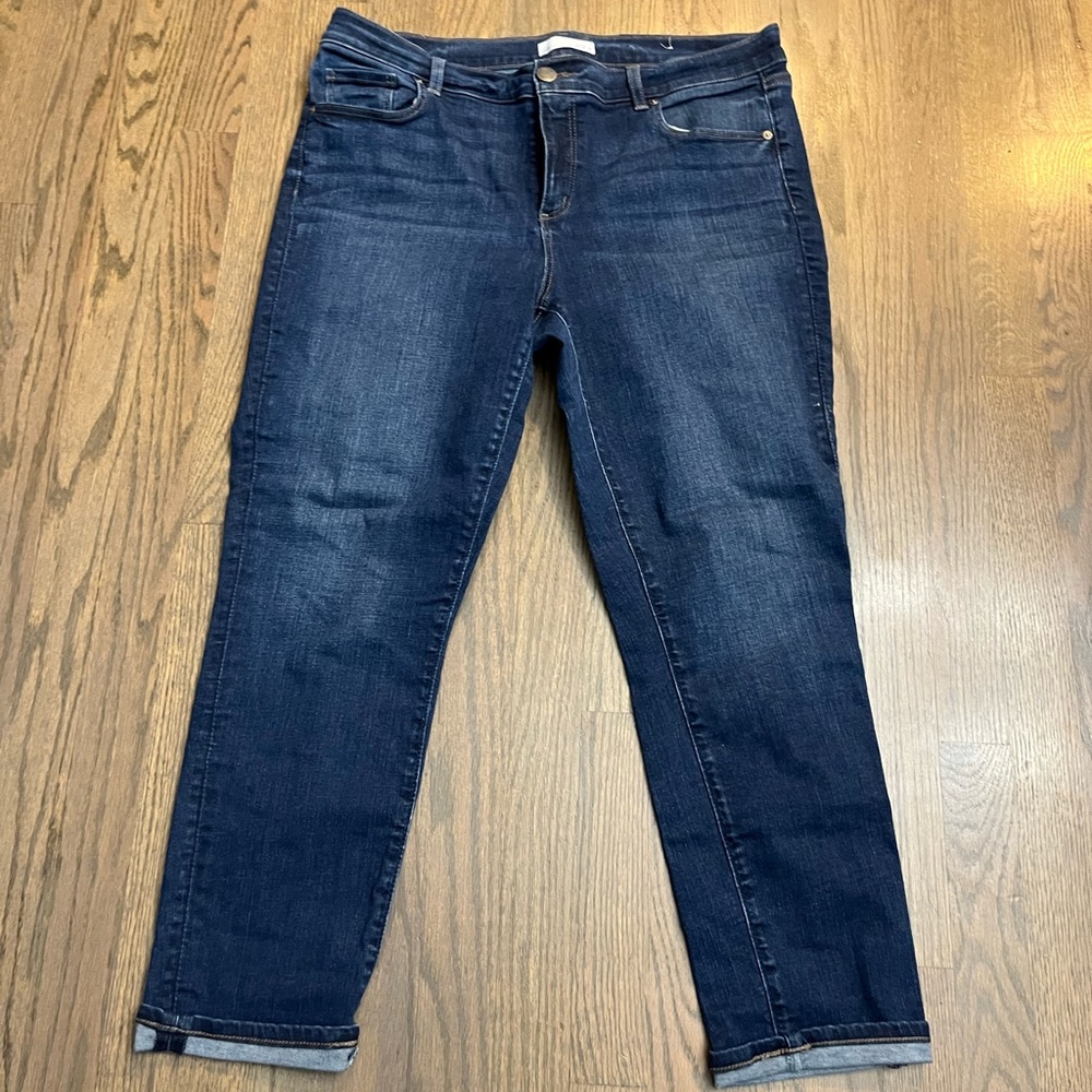 LOFT DARK WASH SKINNY CROP JEANS